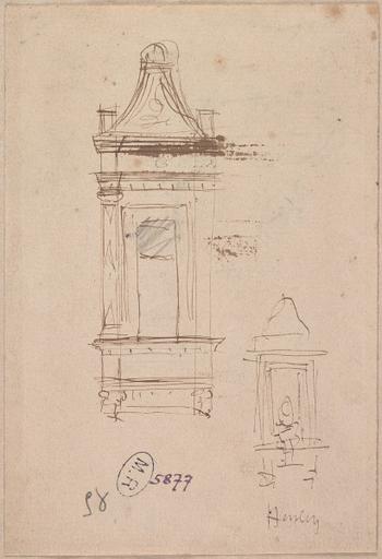 DEUX ETUDES POUR LA NICHE DU BUSTE DE HENLEY, AU VERSO CHAPITEAU DE PILASTRE A BLOIS, ?_0