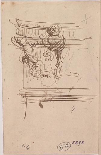 DEUX ETUDES POUR LA NICHE DU BUSTE DE HENLEY, AU VERSO CHAPITEAU DE PILASTRE A BLOIS, ?_1