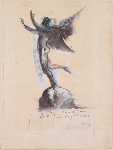 LA PRIERE S'ELEVE DE L'AME DU CROYANT, PERSONNAGE AILE PARAISSANT S'ENVOLER, DE PROFIL VERS LA GAUCHE_0