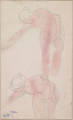 DEUX ETUDES DE FEMME NUE PENCHEE, UN BRAS VERS LA GAUCHE, AU VERSO FEMME NUE PENCHEE EN AVANT_1