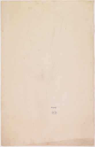 FEMME NUE DEBOUT, UNE MAIN SUR LE VENTRE_0