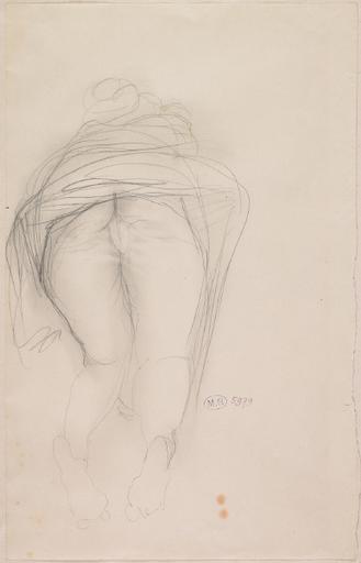 FEMME A QUATRE PATTES, DE DOS ET LE VETEMENT RELEVE SUR LES REINS_0