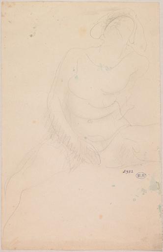 FEMME NUE ASSISE ET DE FACE, UNE MAIN ENTRE LES JAMBES ECARTEES_0