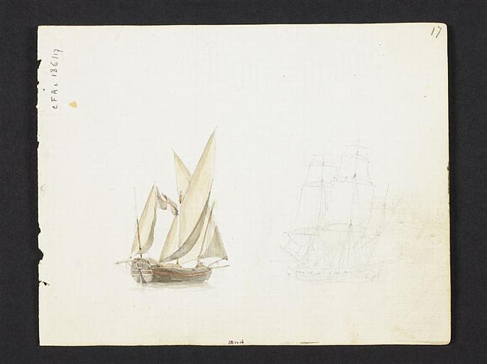 Etude et croquis d'un bateau à voiles_0