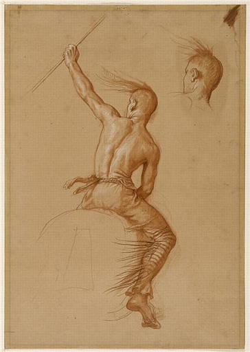 Indien à cheval, le bras gauche levé_0