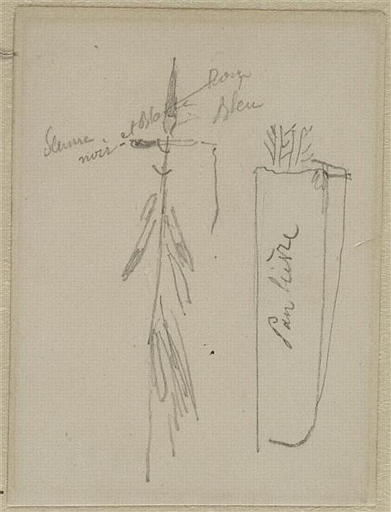Croquis d'un carquois et d'une lance indienne_0