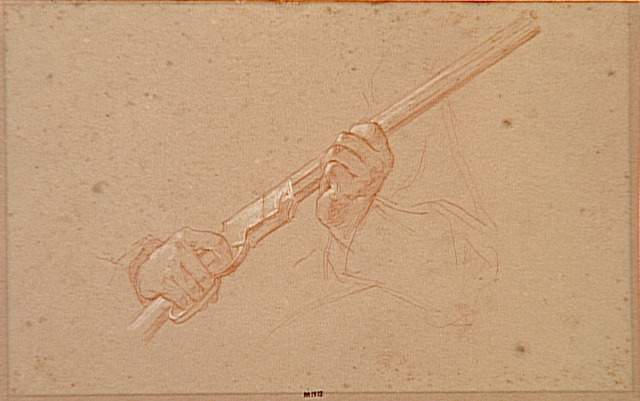Etude de mains tenant un fusil_0