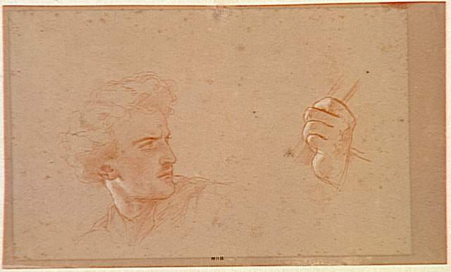 Tête de jeune homme et étude de main_0