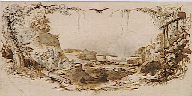 La chasse américaine ; Projet de frontispice pour les 'Travels in North America' du Prince de Wied_0
