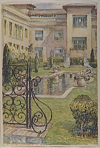 Le jardin de l'Hôpital Américain de Reims ; La cour intérieure de l'Hôpital Américain de Reims (autre titre)_0