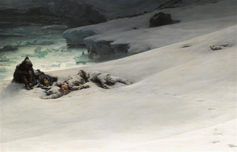 MAGDALENA BAY, VUE PRISE DE LA PRESQU'ILE DES TOMBEAUX, AU NORD DU SPITZBERG ; EFFET D'AURORE BOREALE_1