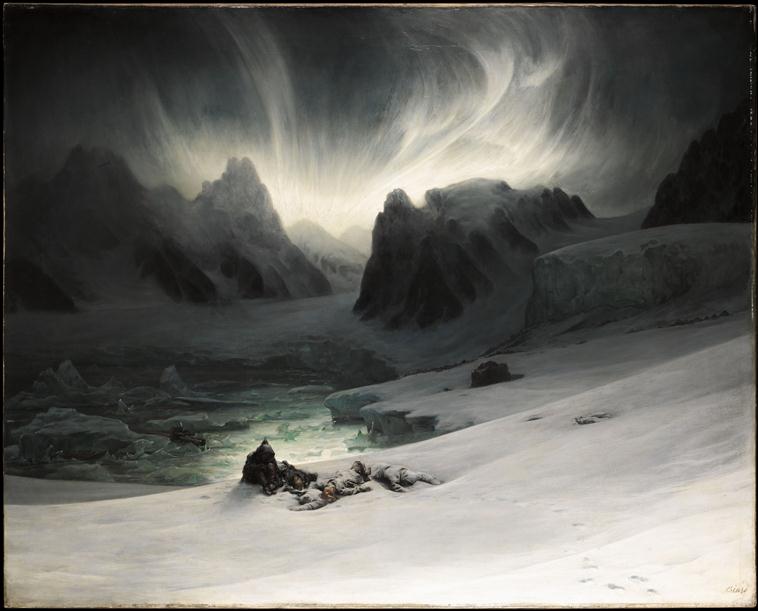 MAGDALENA BAY, VUE PRISE DE LA PRESQU'ILE DES TOMBEAUX, AU NORD DU SPITZBERG ; EFFET D'AURORE BOREALE_0