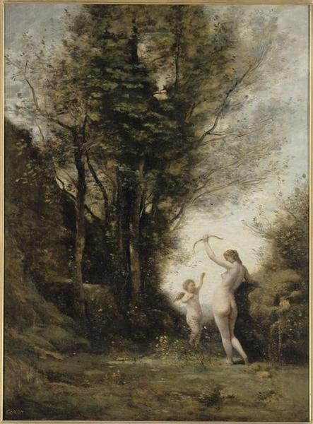 Une nymphe jouant avec un Amour_0