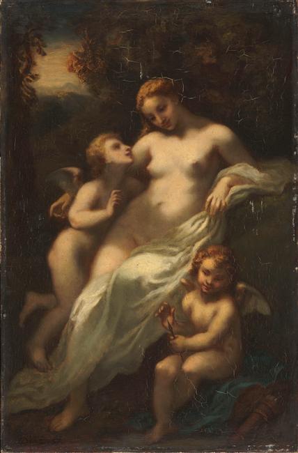 LES CARESSES DE L'AMOUR, dit aussi NYMPHE ET DEUX AMOURS_0