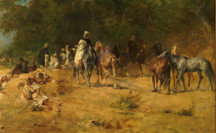 Halte de cavaliers arabes dans la forêt_2