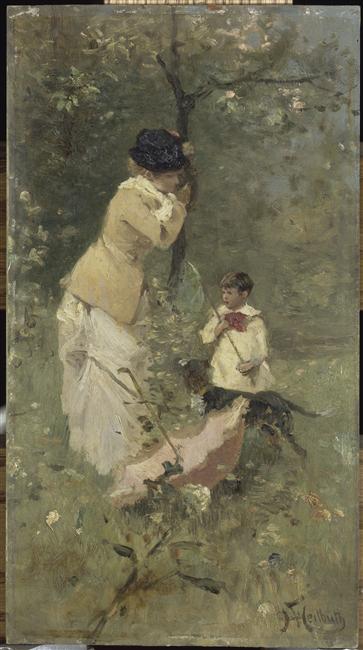 Femme et enfant dans un paysage_0