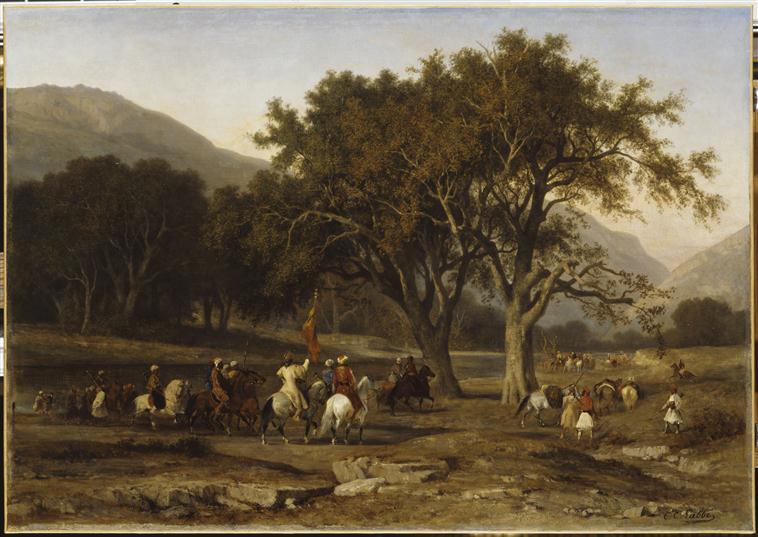 Troupes irrégulières traversant le Pénée (vallée de Tempé)_0