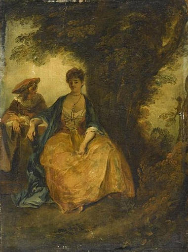Conversation galante, dit aussi Deux figures dans un paysage, ou La Conversation sous l'arbre_0