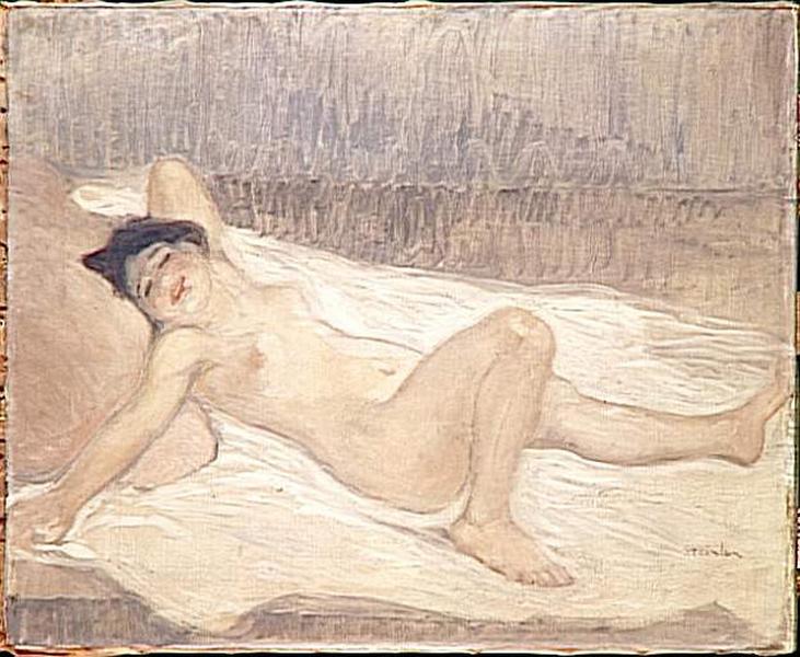 Grand nu féminin sur un lit_0