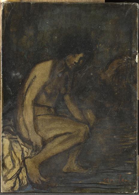 Petite étude de nu assis sur fond sombre_0