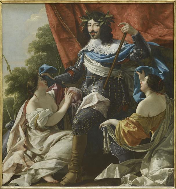 LOUIS XIII ENTRE DEUX FIGURES DE FEMMES SYMBOLISANT LA FRANCE ET LA NAVARRE_0