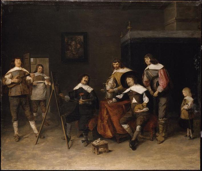 PEINTRE FAISANT UN PORTRAIT ; DIT AUTREFOIS L'ATELIER DE CRAESBACK_0