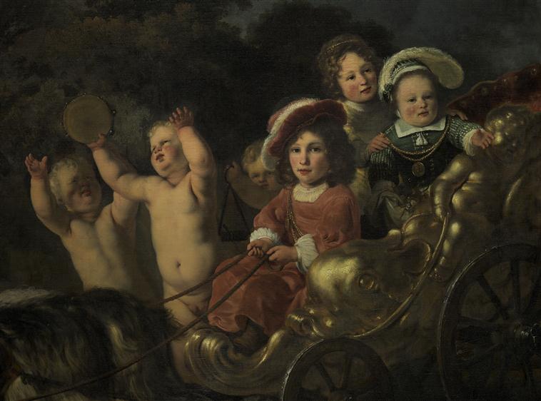 ENFANTS NOBLES DANS UN CHAR TRAINE PAR DES CHEVRES, DIT AUTREFOIS PORTRAIT PRESUME DE GUILLAUME HENRI DE NASSAU, ENFANT, FUTUR GUILLAUME III_1