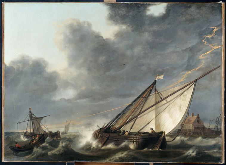 BATEAUX SUR L'ESTUAIRE DU HOLLANDS DIEP, PRIS DANS UN ORAGE_0