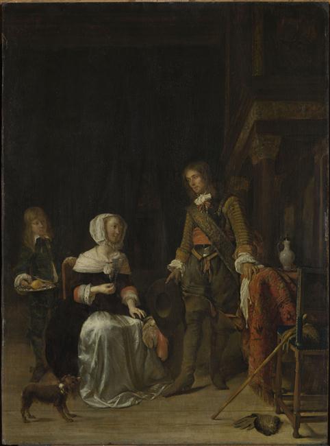 UN MILITAIRE RECEVANT UNE JEUNE DAME_0