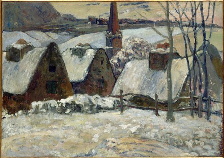Village breton sous la neige_0