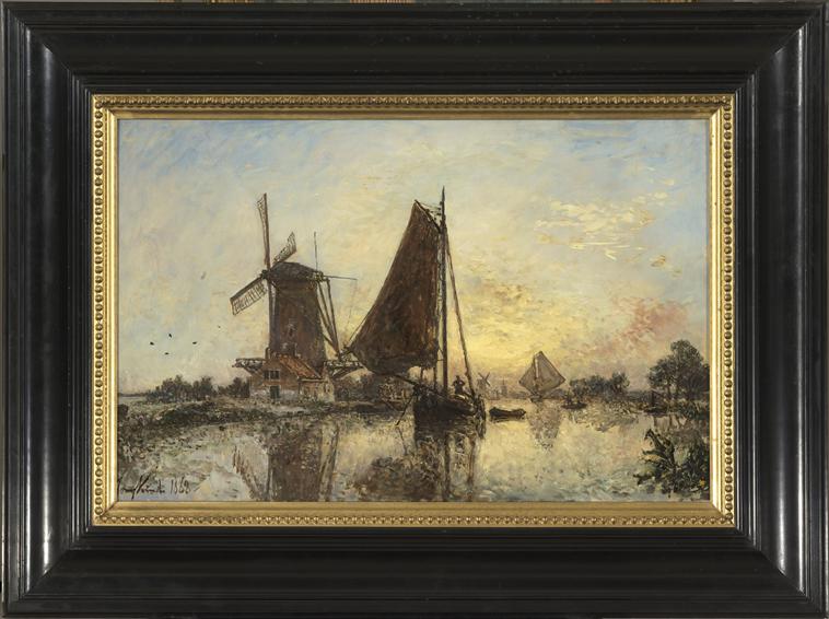 EN HOLLANDE, LES BARQUES PRES DU MOULIN_1