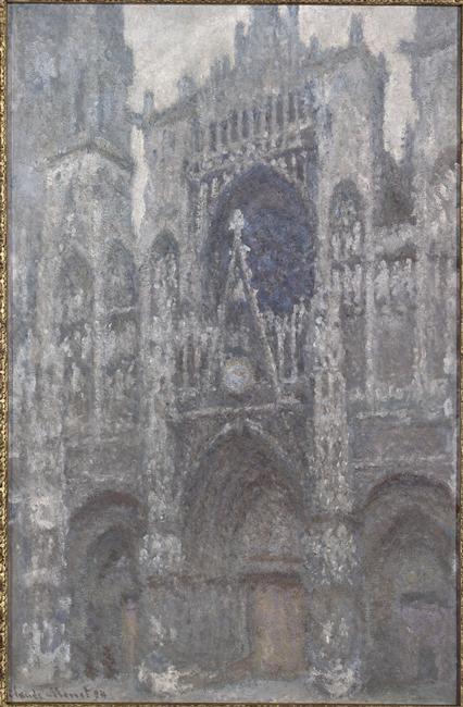 La cathédrale de Rouen ; le portail, temps gris ; harmonie grise_0