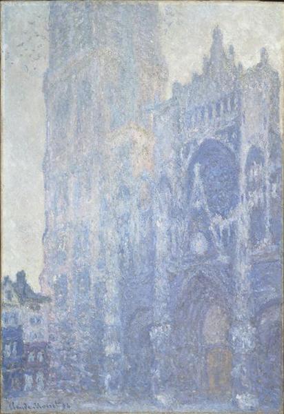 La cathédrale de Rouen ; le portail et la tour Saint Romain, effet du matin ; harmonie blanche_1