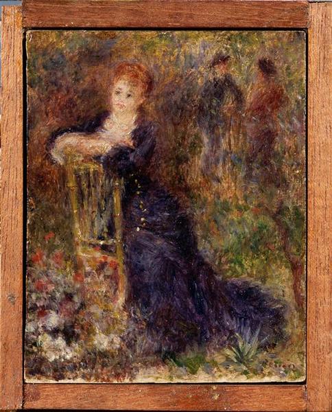 Jeune femme assise dans un jardin_0