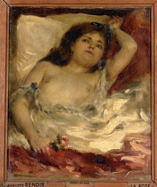 Femme demi-nue couchée : La rose_0