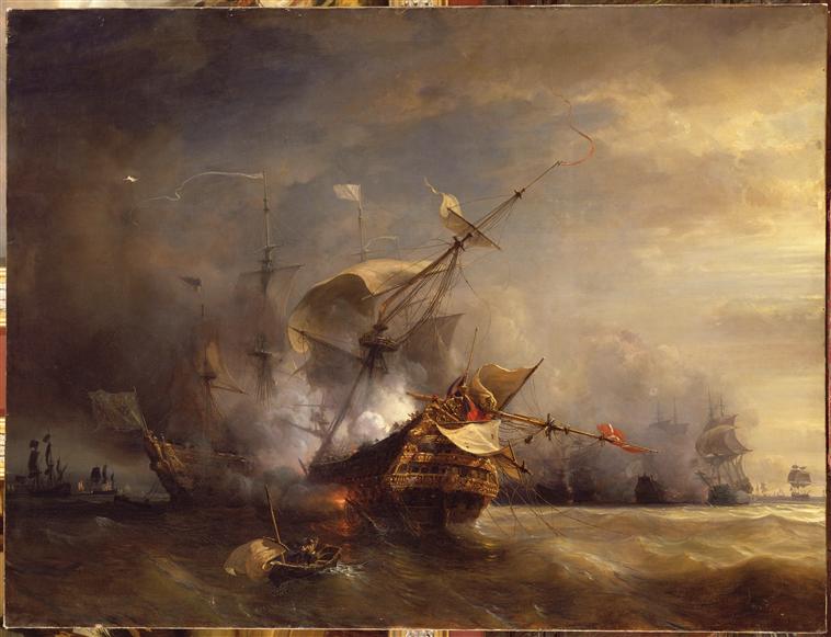 COMBAT DU CAP LEZARD.21 OCTOBRE 1707, Théodore Gudin, 1839