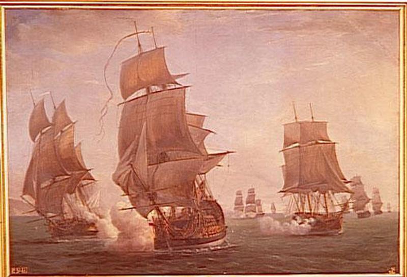 COMBAT DES FREGATES 'LA JUNON' ET 'LA GENTILLE' CONTRE LE VAISSEAU ANGLAIS 'L'ARDENT'.17 AOUT 1779_0