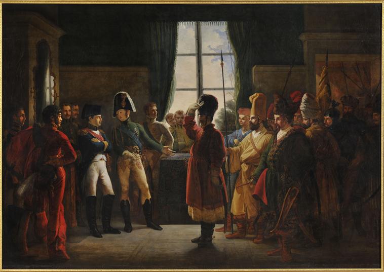 ALEXANDRE 1ER PRESENTE A NAPOLEON LES KALMOUCKS, LES COSAQUES ET LES BASKIRS DE L'ARMEE RUSSE. 9 JUILLET 1807_0