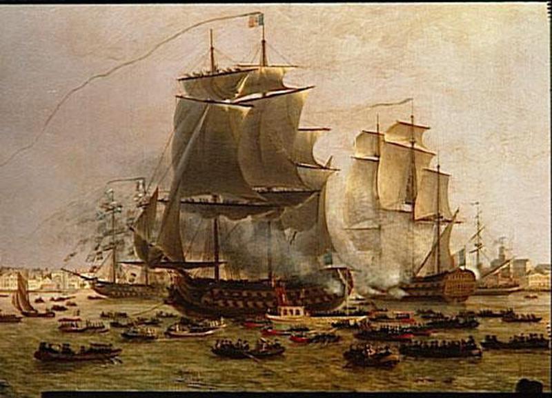 NAPOLEON ET MARIE-LOUISE VISITENT L'ESCADRE MOUILLEE DANS L'ESCAUT DEVANT ANVERS.1ER MAI 1810_1