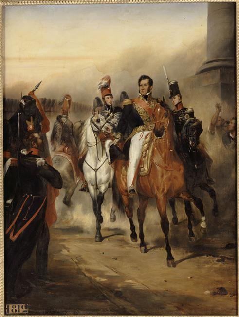 LE DUC D'ORLEANS RECOIT A LA BARRIERE DU TRONE LE 1ER REGIMENT DE HUSSARDS COMMANDE PAR LE DUC DE CHARTRES. 4 AOUT 1830_0