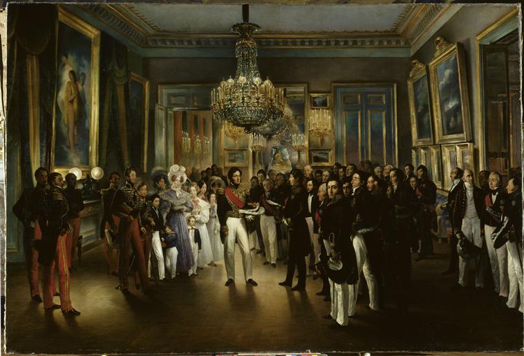 LE DUC D'ORLEANS RECOIT AU PALAIS-ROYAL LA CHAMBRE DES PAIRS. 7 AOUT 1830_0