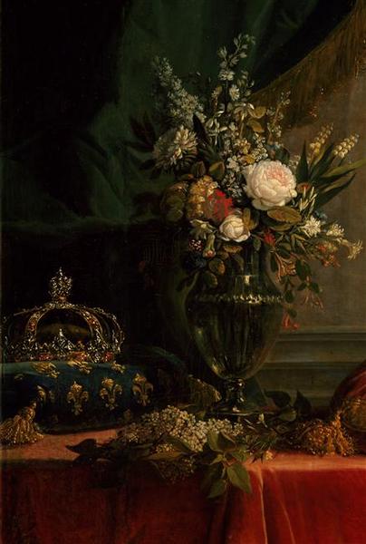 Reine Marie-Antoinette assise, en manteau bleu et robe blanche, tenant un livre à la main_1