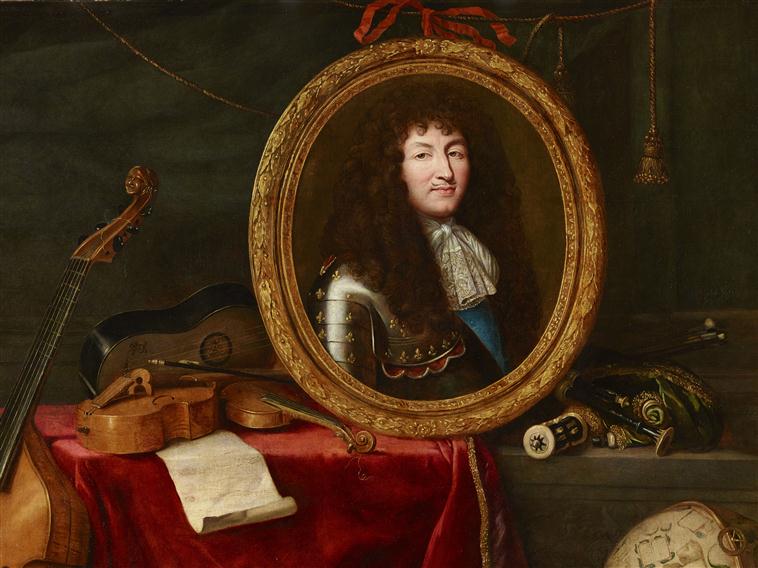 Louis XIV avec instruments de musique, fleurs et fruits_2