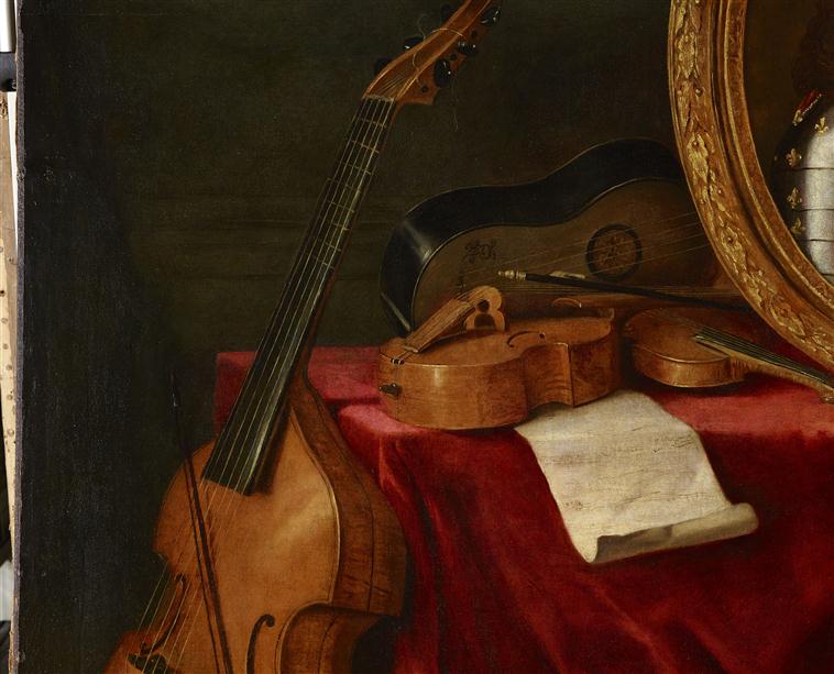 Louis XIV avec instruments de musique, fleurs et fruits_1