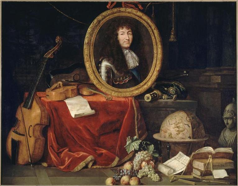 Louis XIV avec instruments de musique, fleurs et fruits_0