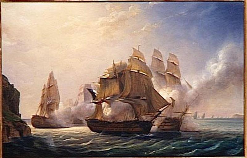 COMBAT DU VAISSEAU FRANCAIS 'LE ROMULUS' CONTRE TROIS VAISSEAUX ANGLAIS A L'ENTREE DE LA RADE DE TOULON.13 FEVRIER 1814_0
