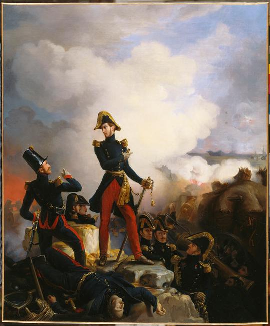 LE DUC D'ORLEANS DANS LA TRANCHEE AU SIEGE DE LA CITADELLE D'ANVERS. NUIT DU 29 AU 30 NOVEMBRE 1832, Jean Léonard Lugardon, 1836
