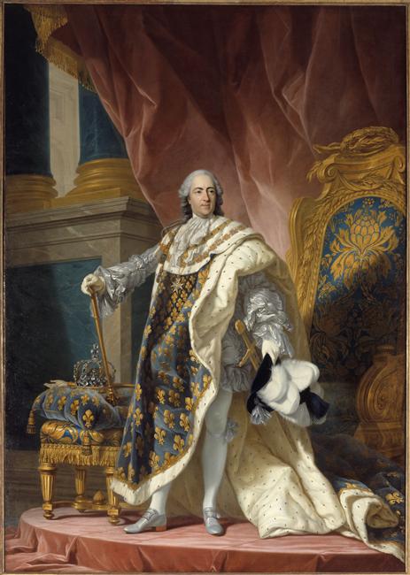 Louis XV (1710-1774), roi de France et de Navarre, en grand manteau royal en 1760, Jean Martial Fredou, 1763