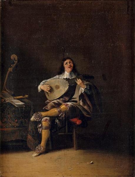 Les cinq sens, l'ouïe : homme jouant du luth_0