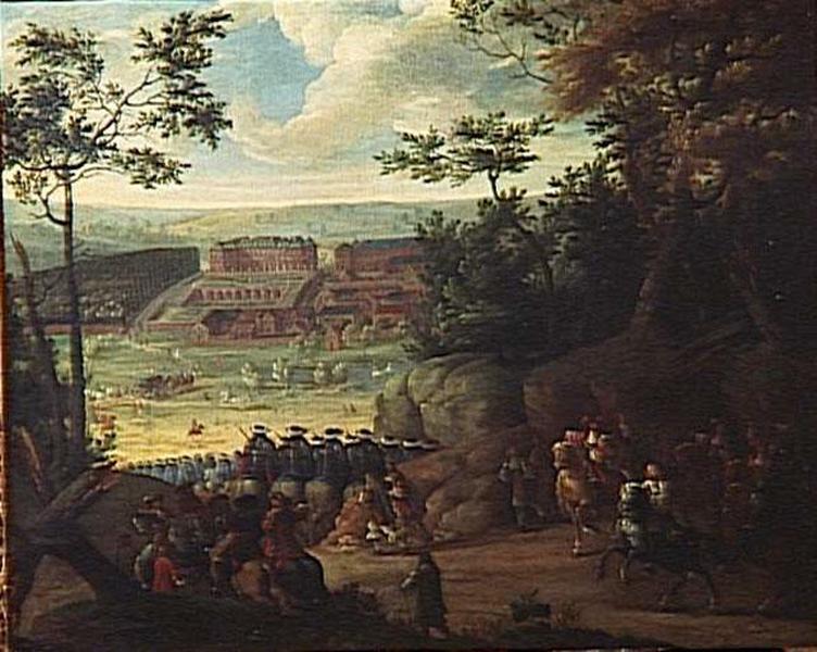 VUE DU CHATEAU DE VERSAILLES AVEC L'ORANGERIE DE LE VAU.1668_0